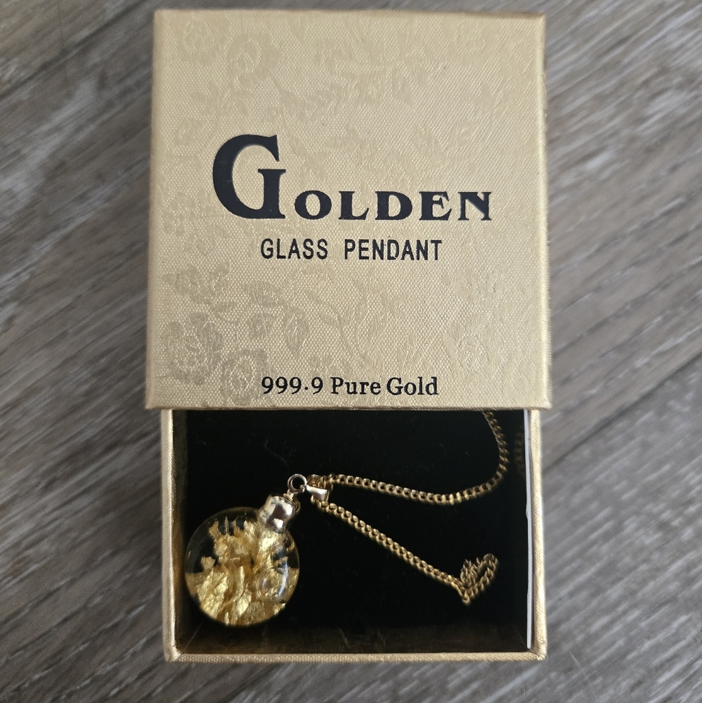 Gold Filled Glass Pendant Necklace